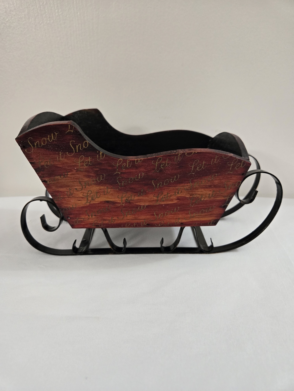FTD Let It Snow Wooden Sleigh Planter Christmas Holiday Decor Metal Runners